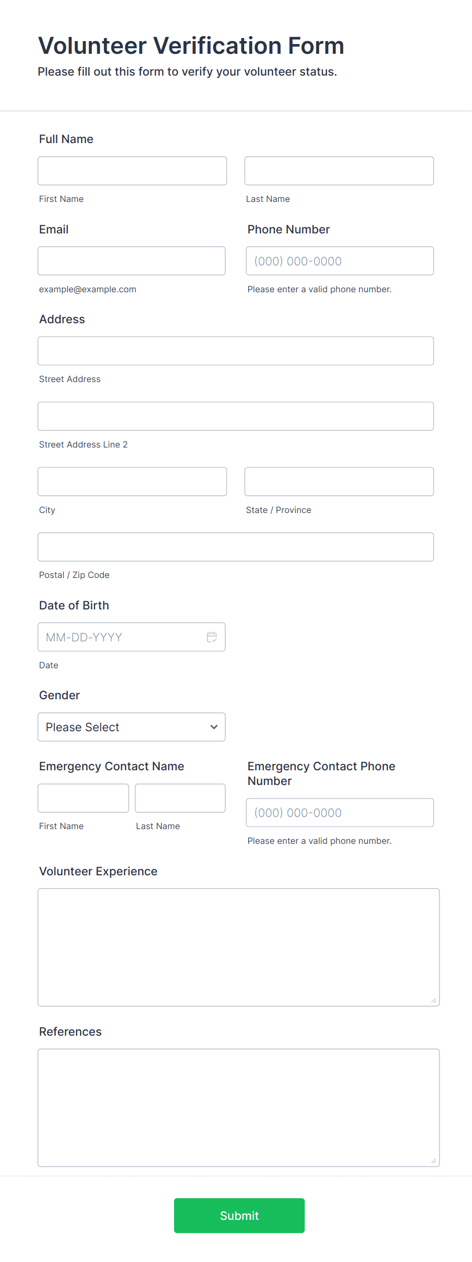 Volunteer Verification Form Template | Jotform