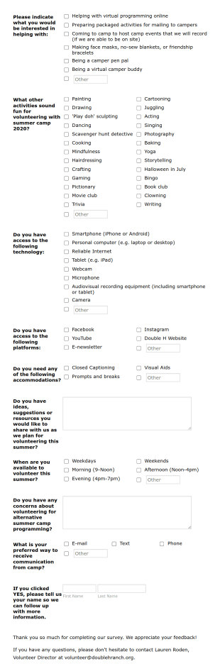 Volunteering For Alternative Summer Camp 2020 Form Template
