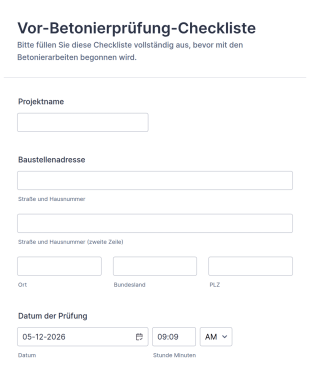 Vor Betonierprüfung Checkliste