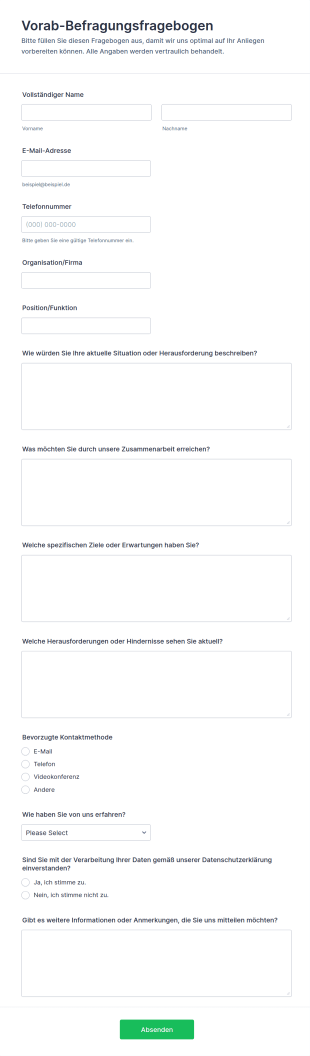 Vorab Befragungsfragebogen