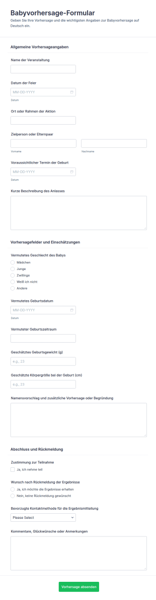 Voraussageformular Für Babysurvey