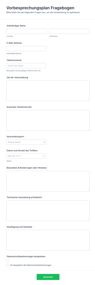 Vorbesprechungsplan Fragebogen
