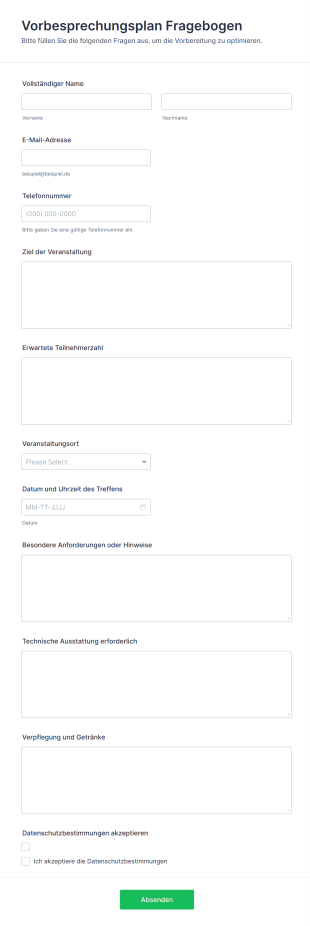 Vorbesprechungsplan Fragebogen