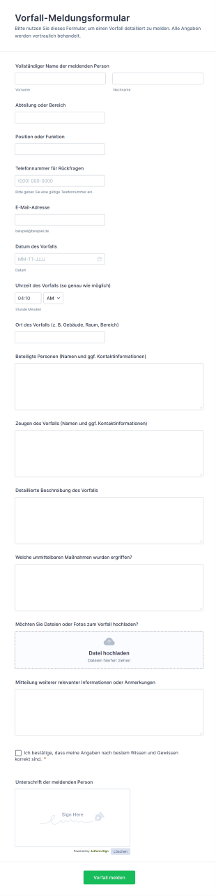 Vorfall Meldungsformular