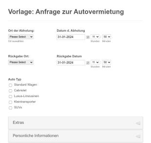 Vorlage: Anfrage Zur Autovermietung Form Template