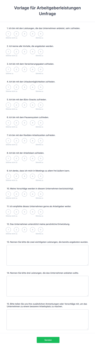 Vorlage Für Arbeitgeberleistungen Umfrage Form Template