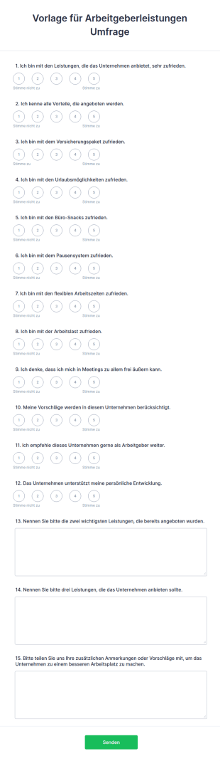 Vorlage Für Arbeitgeberleistungen Umfrage