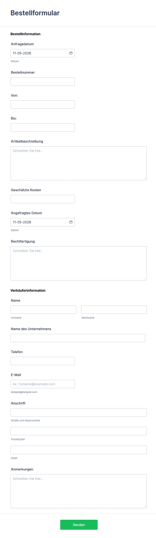 Vorlage Für Ein Bestellformular