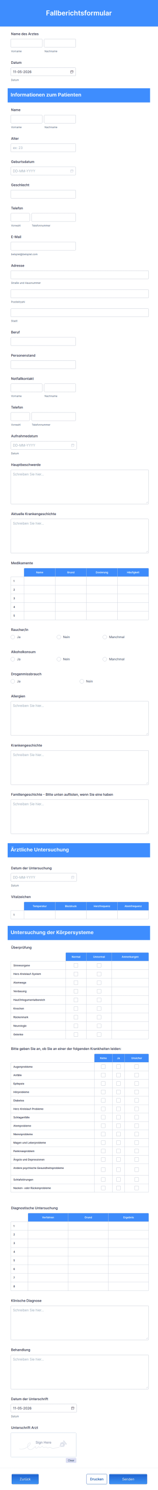 Vorlage Für Ein Fallberichtsformular