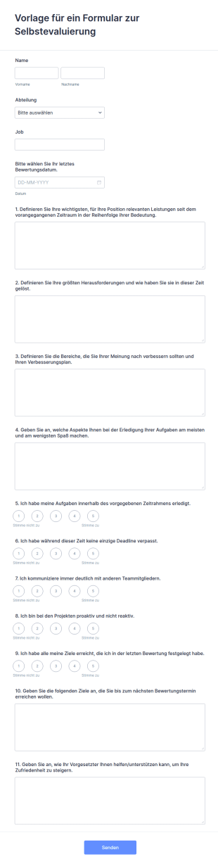 Vorlage Für Ein Formular Zur Selbstevaluierung