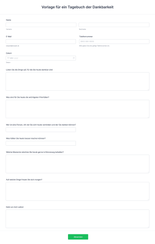 Vorlage Für Ein Tagebuch Der Dankbarkeit Form Template