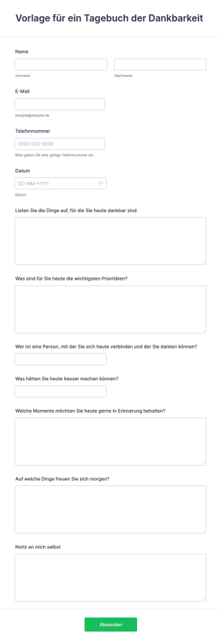 Vorlage Für Ein Tagebuch Der Dankbarkeit