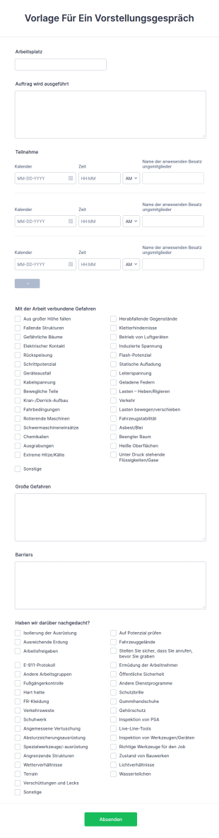 Vorlage Für Ein Vorstellungsgespräch