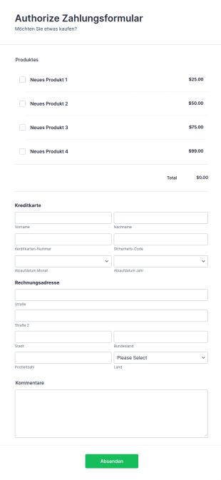 Vorlage Für Ein Zahlungsformular
