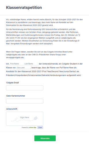 Vorlage Für Eine Klassenratspetition