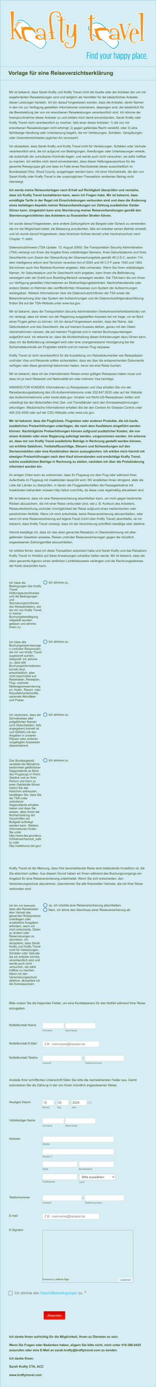 Vorlage Für Eine Reiseverzichtserklärung