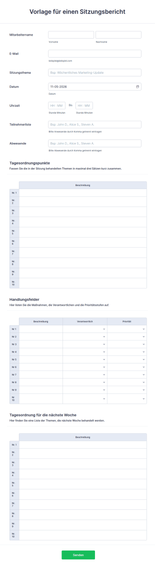 Vorlage Für Einen Sitzungsbericht