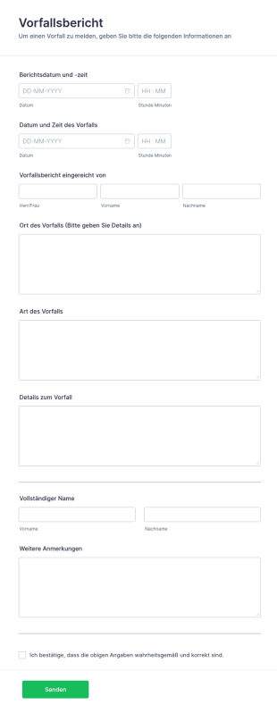 Vorlage Für Einen Vorfallsbericht