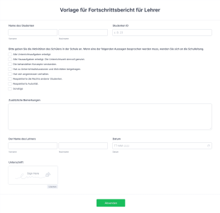 Vorlage Für Fortschrittsbericht Für Lehrer Form Template