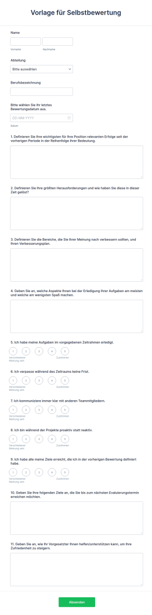 Vorlage Für Selbstbewertung