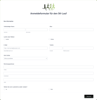 Vorlage Für 5K Lauf Registrierung  Form Template