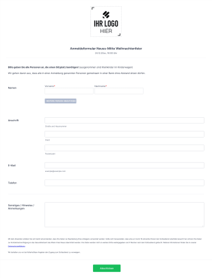 Anmeldeformular Neuss Mitte Weihnachtenfeier