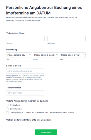 Vorlage Online Impfterminbuchung