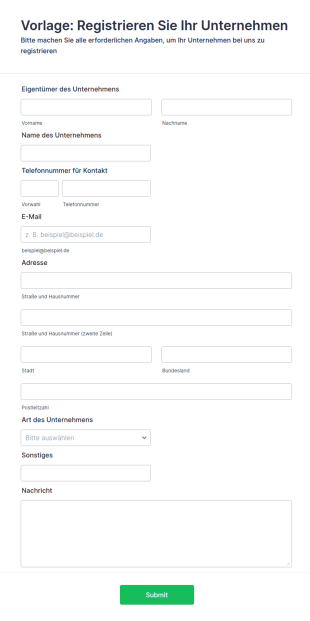 Vorlage: Registrieren Sie Ihr Unternehmen
