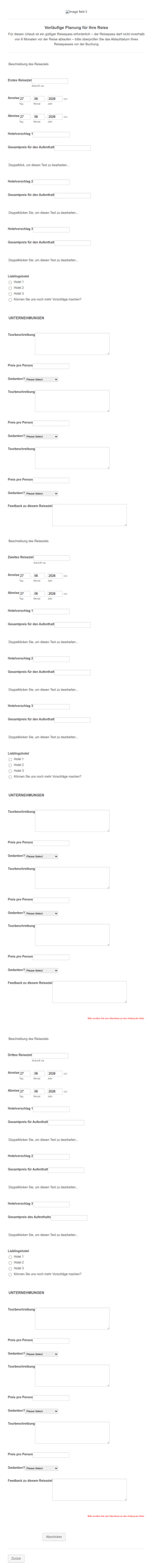 Vorläufige Urlaubsplanung