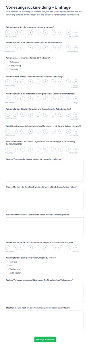 Vorlesungsfeedback Umfrage