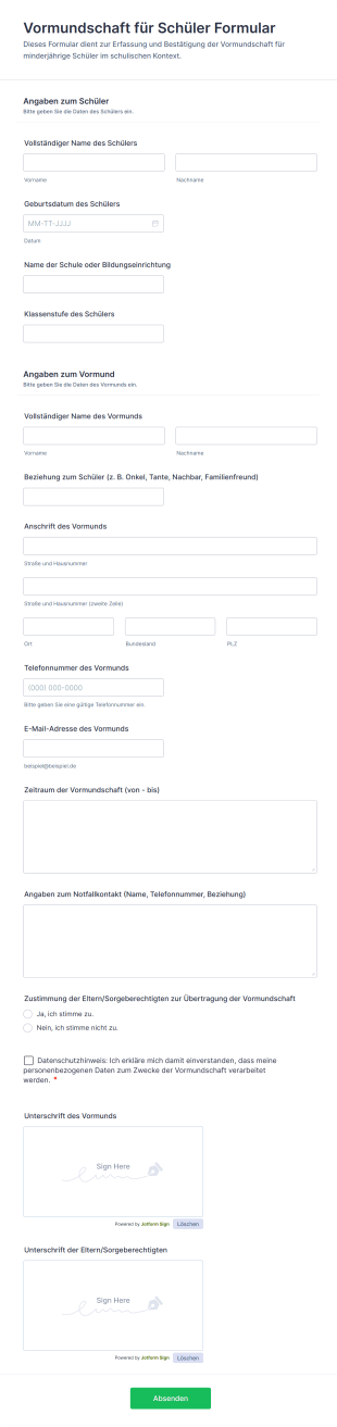 Vormundschaft Für Schüler Formular