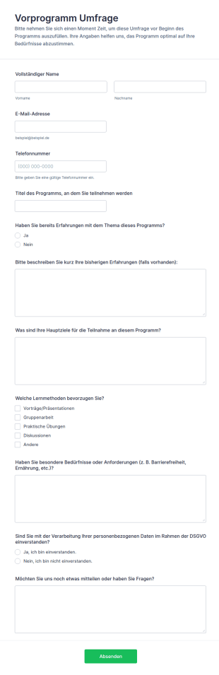 Vorprogramm Umfrage
