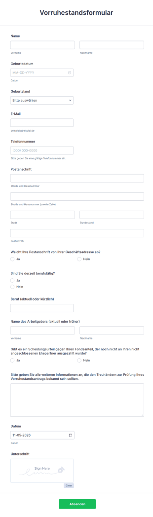 Vorruhestandsformular