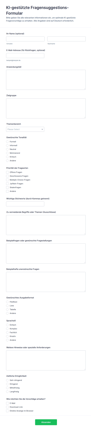 Vorschläge Für Fragen