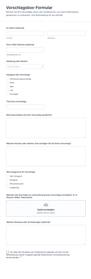 Vorschlagsbox Formular