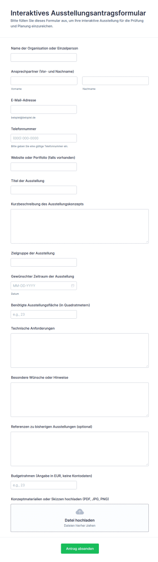 Vorschlagsformular Für Eine Interaktive Ausstellung