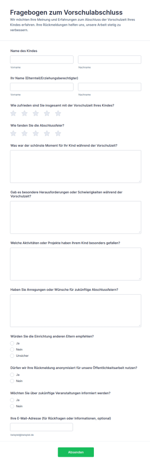 Vorschulabschluss Umfrage