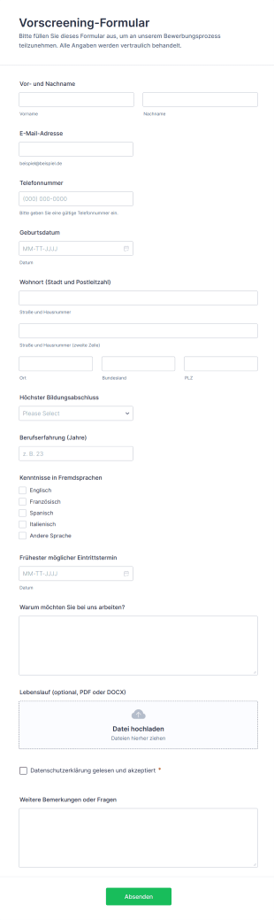 Vorscreening Formular