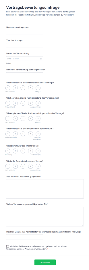 Vortragsbewertungsumfrage