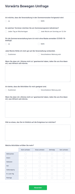 Vorwärts Bewegen Umfrage