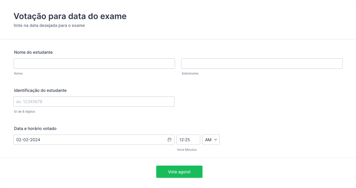 Votação para data do exame Modelo de Formulário | Jotform
