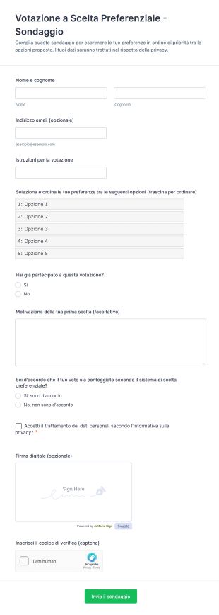 Votazione A Scelta Preferenziale Sondaggio