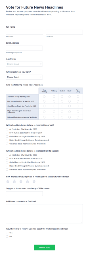 Vote For Future News Headlines Form Template