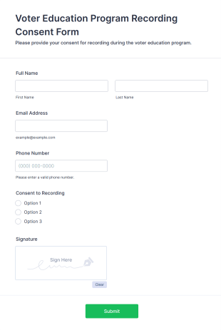 Voter Education Program Recording Consent Form Template