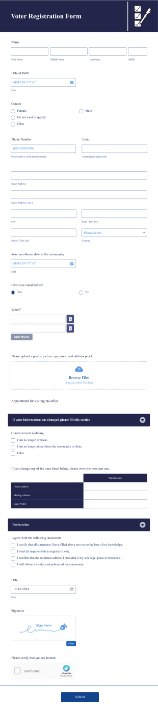 Voter Registration Form Template