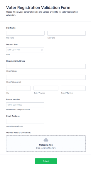 Voter Registration Validation Form Template