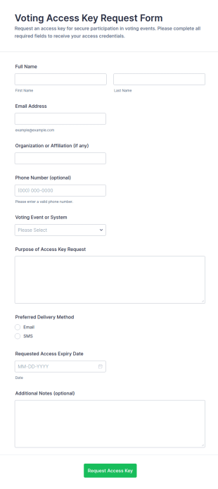 Voting Access Key Request Form Template