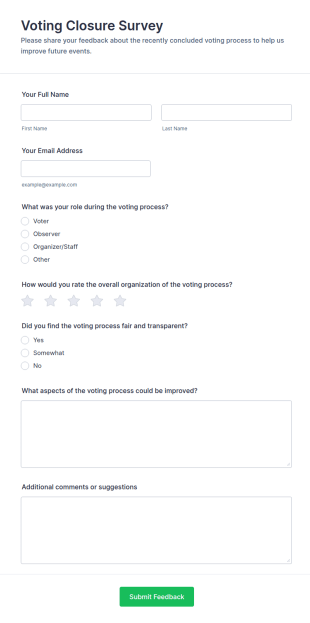 Voting Closure Survey Form Template