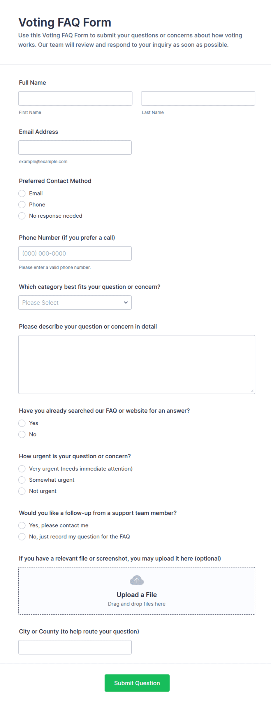 Voting FAQ Form Template | Jotform
