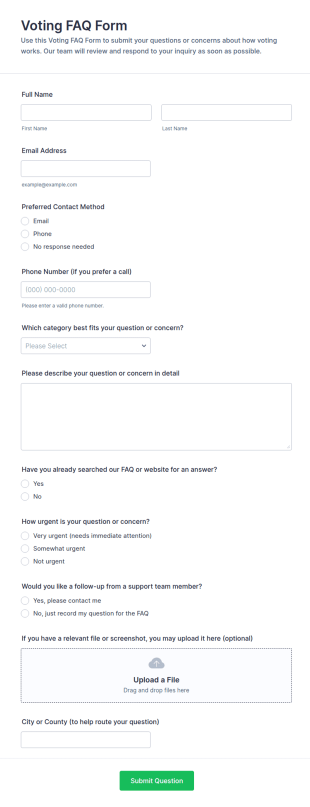 Voting FAQ Form Template